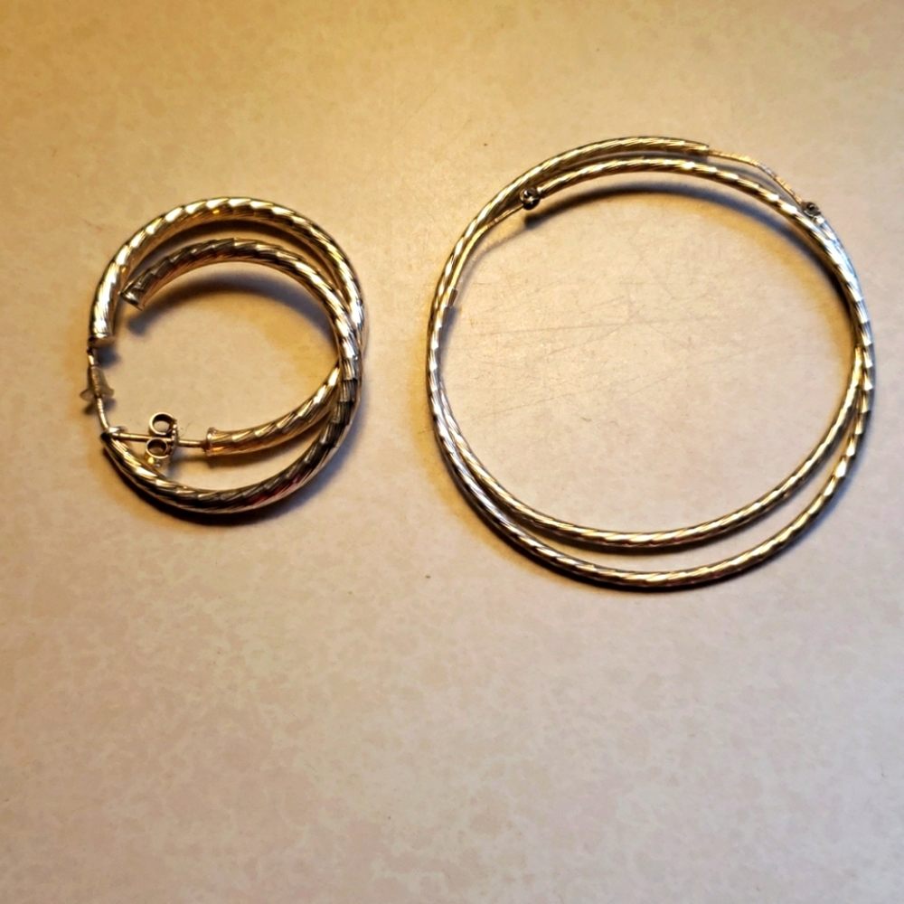 Sterling silver hoop earrings. Sparkling!